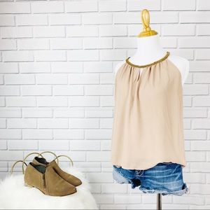 Daytrip Tan and Gold Halter Top